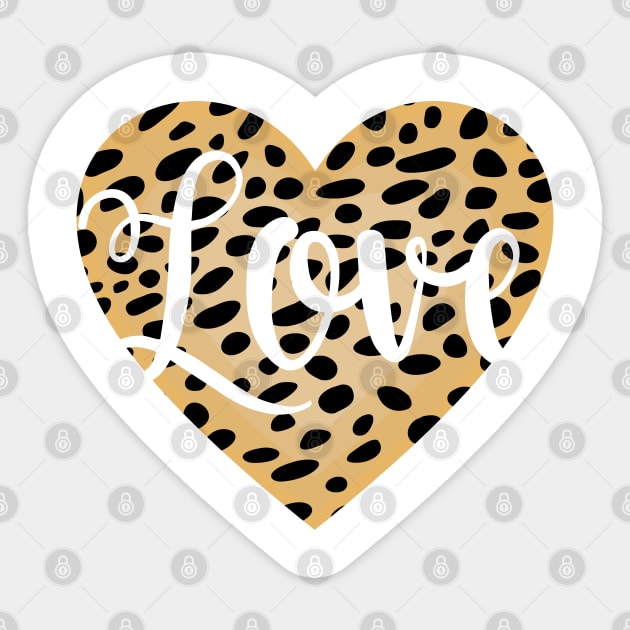 Cheetah Leopard Original Print Heart Shape with Love Word Sticker by RageRabbit